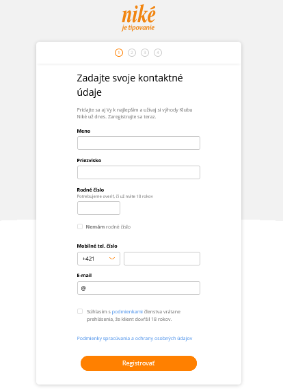 nike registrovať