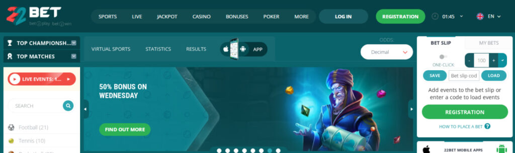 22Bet bonus