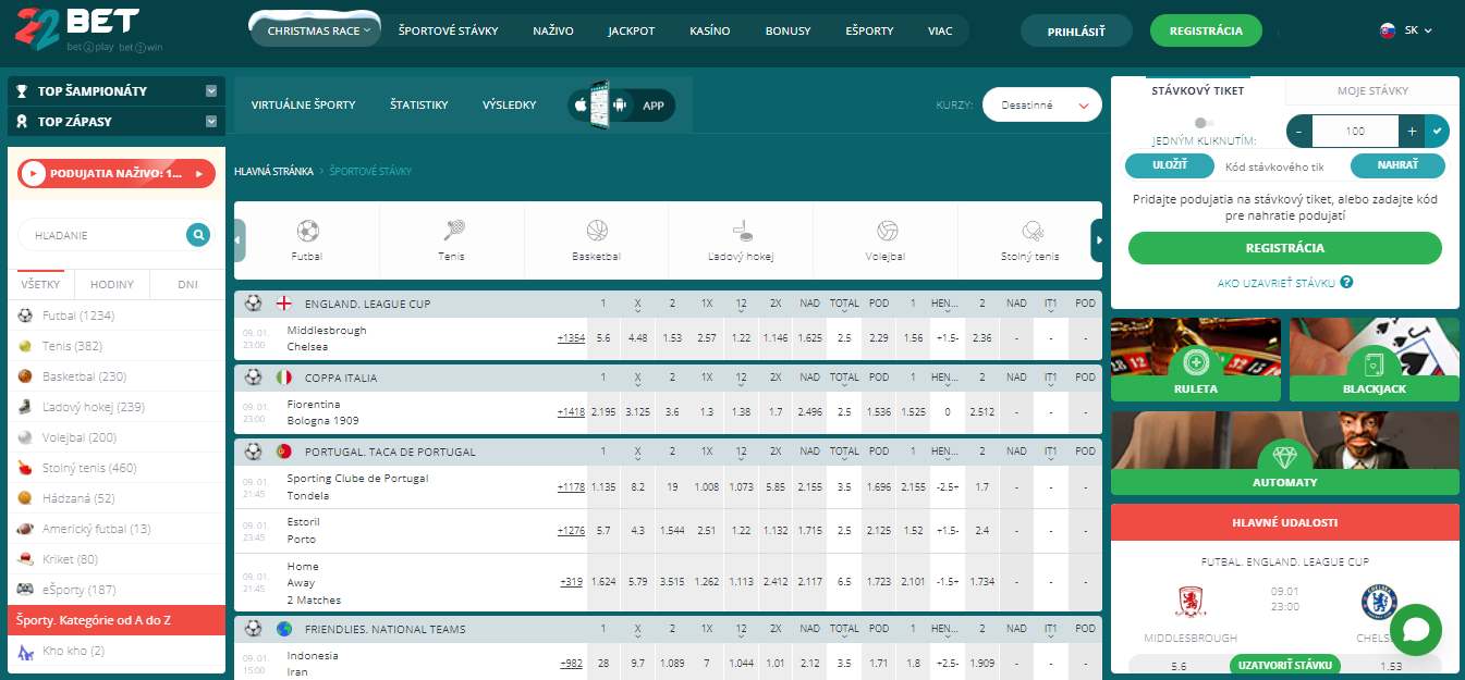 22Bet Sport Betting