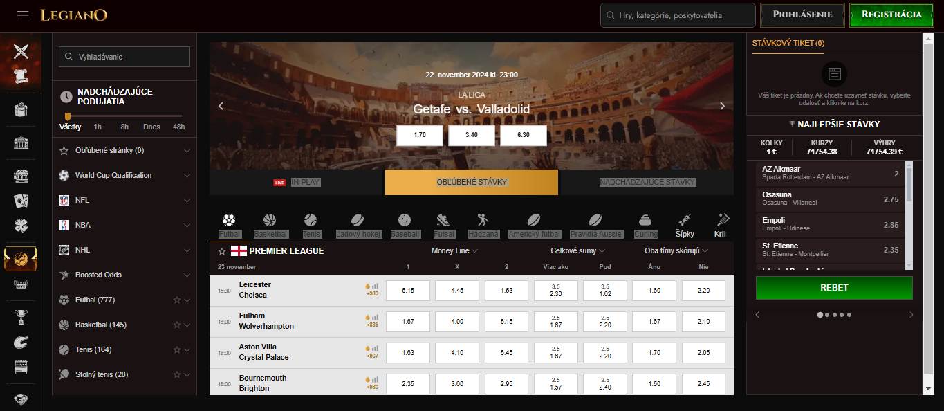 Legiano Bookmaker Sport Betting Slovakia, stavkovekancelarie.pro