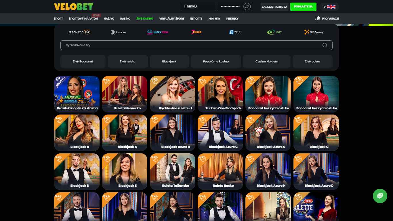 Velobet Live Casino Czech, stavkovekancelarie.pro