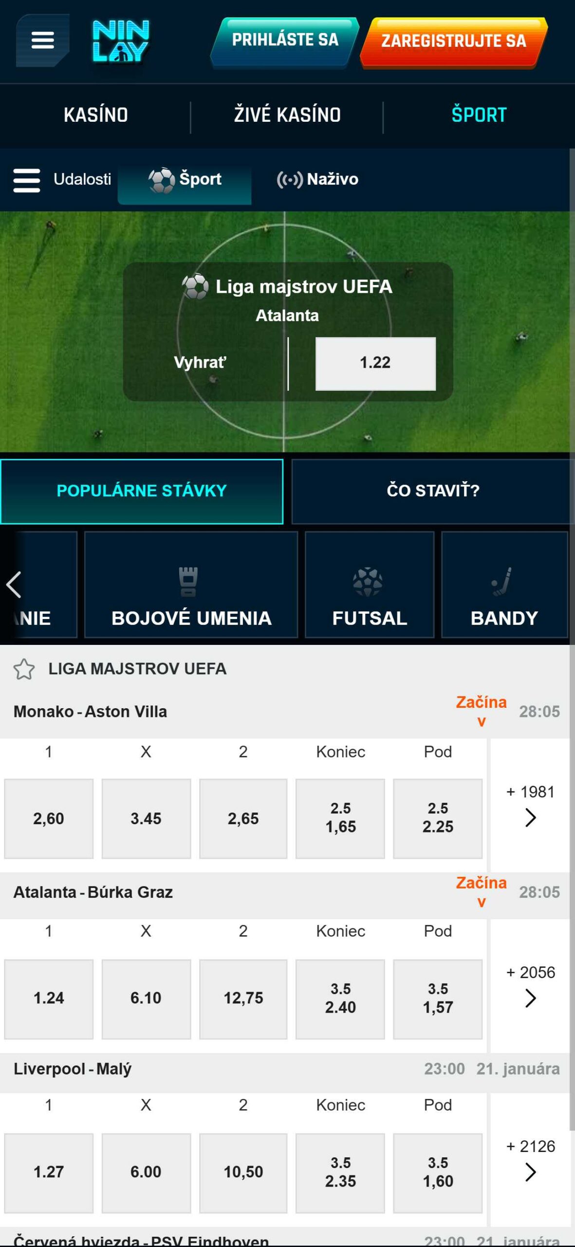 Ninlay Bookmaker Sport Betting-Slovensko(mobile), stavkovekancelarie.pro