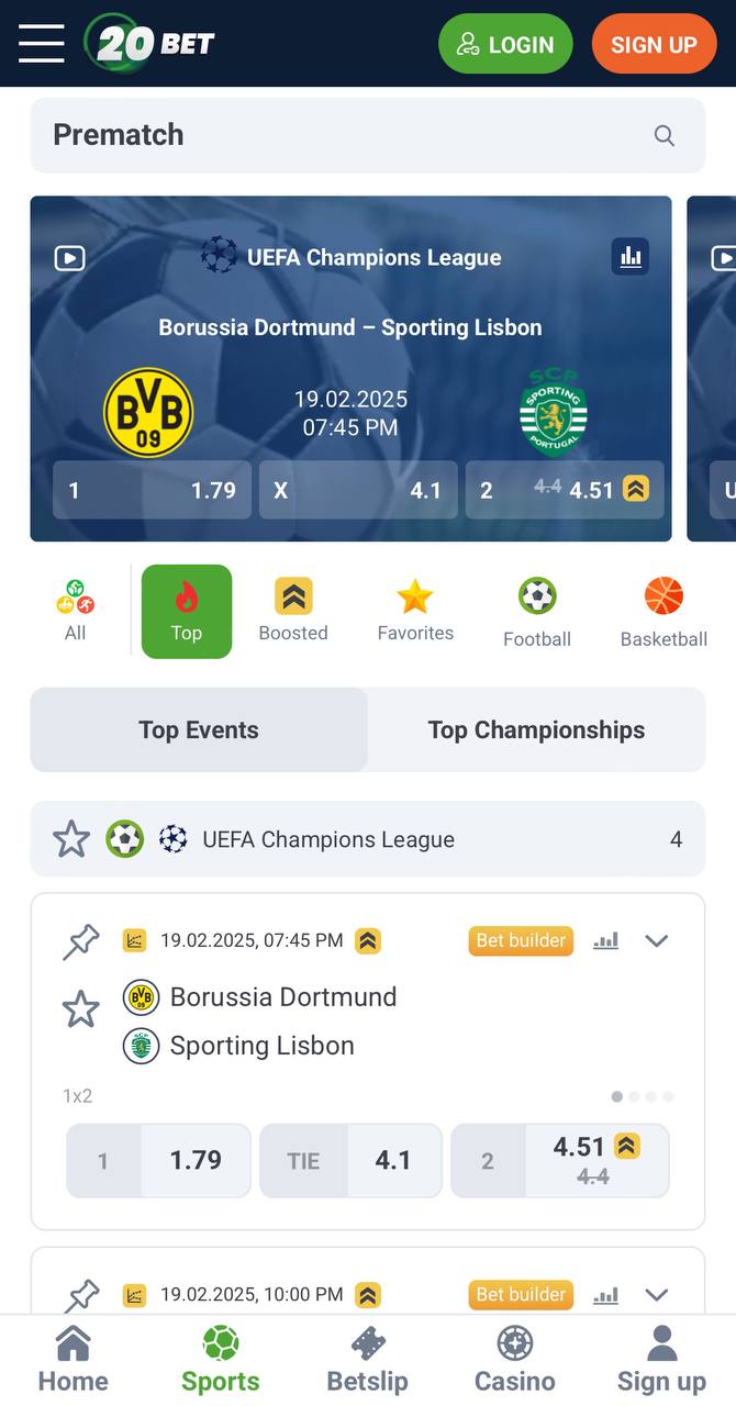 20bet Bookmakers Mobile