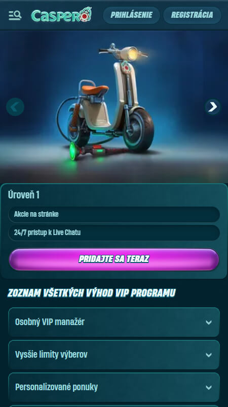 Caspero vip program Slovakia