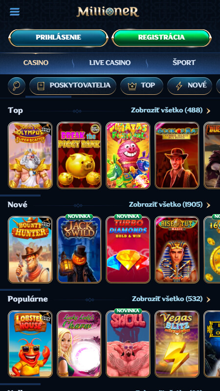 Millioner casino games Slovakia