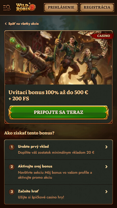 WildRobin casino welcome bonus