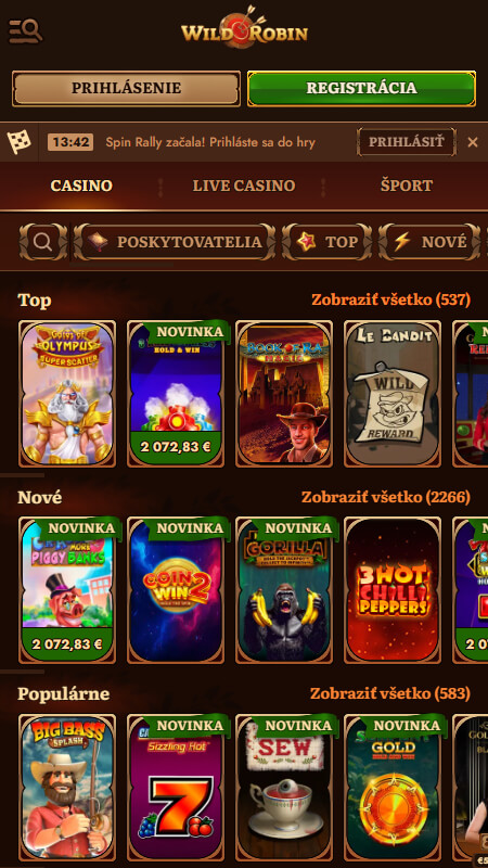 WildRobin gacino games