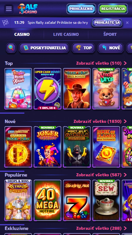 Alf Casino Kasíno sekcia